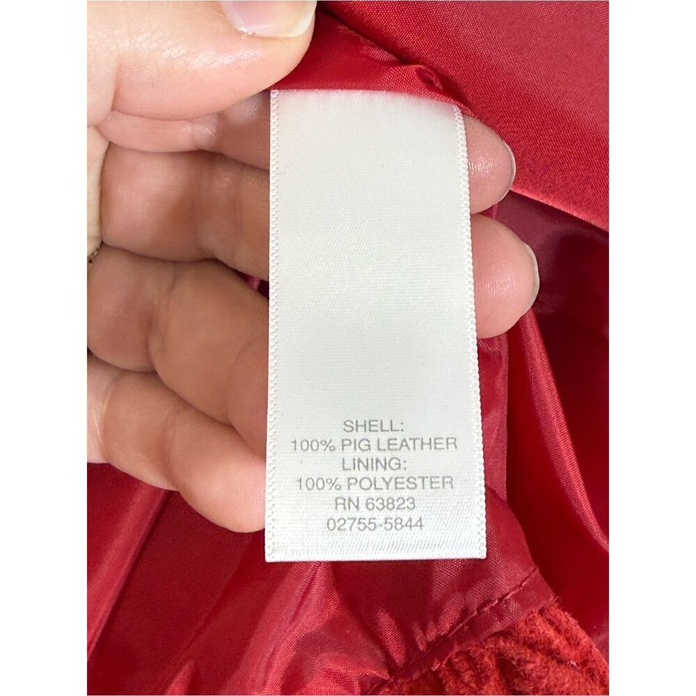 Christopher & Banks, Red Leather Button-Front Jacket. Size Large. - Picture 4 of 6